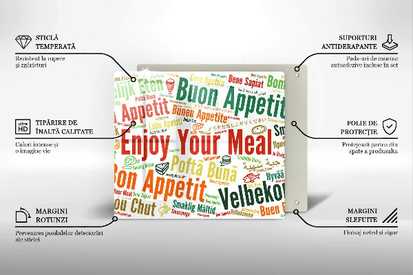 Herdplattenabdeckung Untertitel Guten Appetit Sprachen