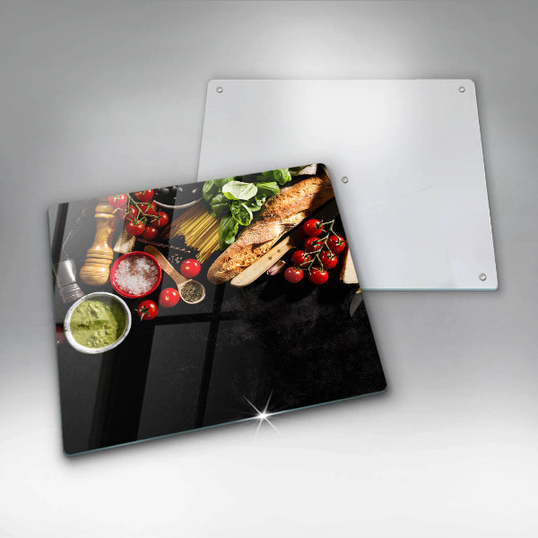 Herdplattenabdeckung Italienische Zutaten und Gewürze