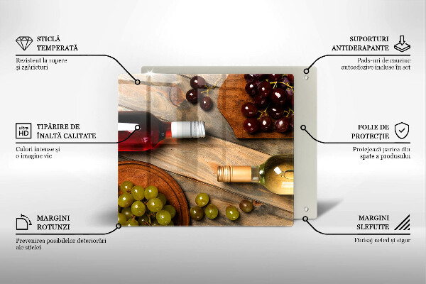 Herdplattenabdeckung Weinflaschen und Trauben