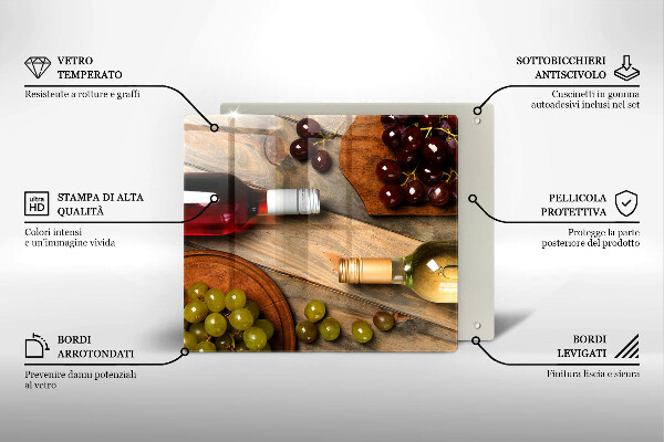 Herdplattenabdeckung Weinflaschen und Trauben