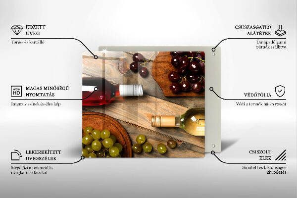 Herdplattenabdeckung Weinflaschen und Trauben