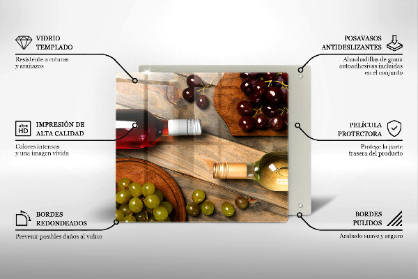 Herdplattenabdeckung Weinflaschen und Trauben