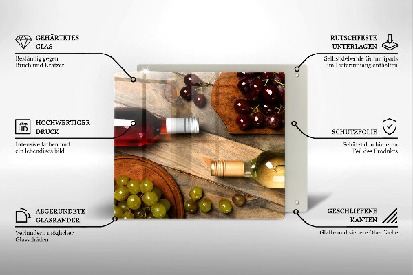 Herdplattenabdeckung Weinflaschen und Trauben