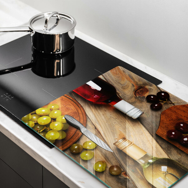 Herdplattenabdeckung Weinflaschen und Trauben