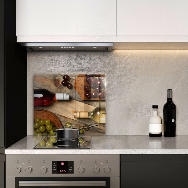 Herdplattenabdeckung Weinflaschen und Trauben