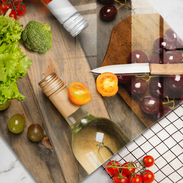 Herdplattenabdeckung Weinflaschen und Trauben