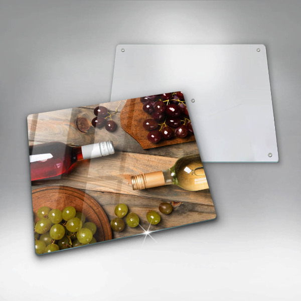 Herdplattenabdeckung Weinflaschen und Trauben