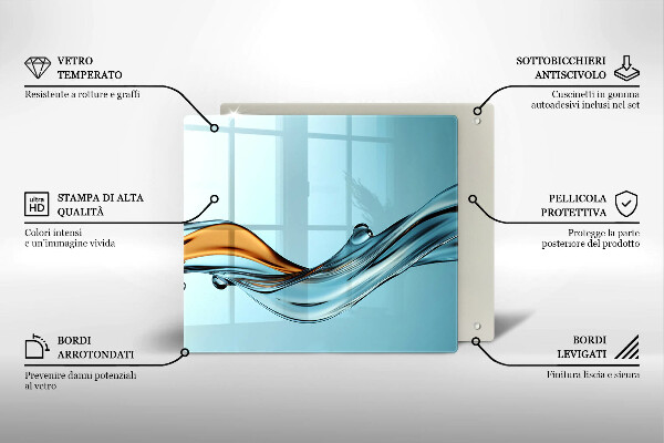 Herdplattenabdeckung Wasser auf blauem Hintergrund