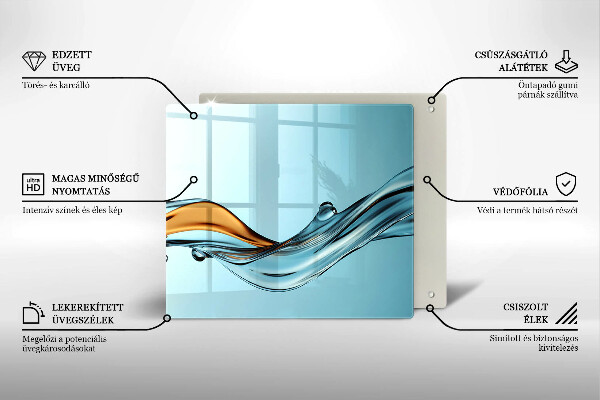 Herdplattenabdeckung Wasser auf blauem Hintergrund