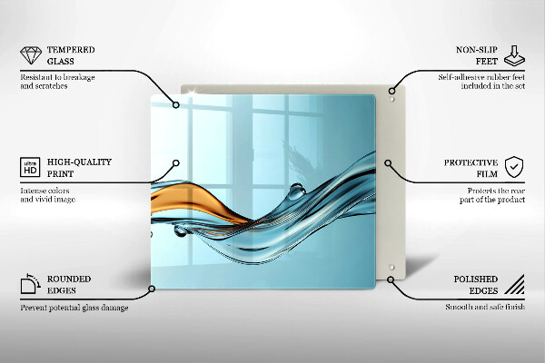 Herdplattenabdeckung Wasser auf blauem Hintergrund