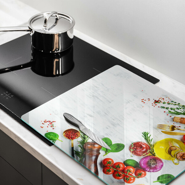 Herdplattenabdeckung Gemüse und Gewürze