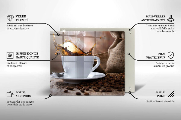 Herdplattenabdeckung Tasse und Kaffeebohnen