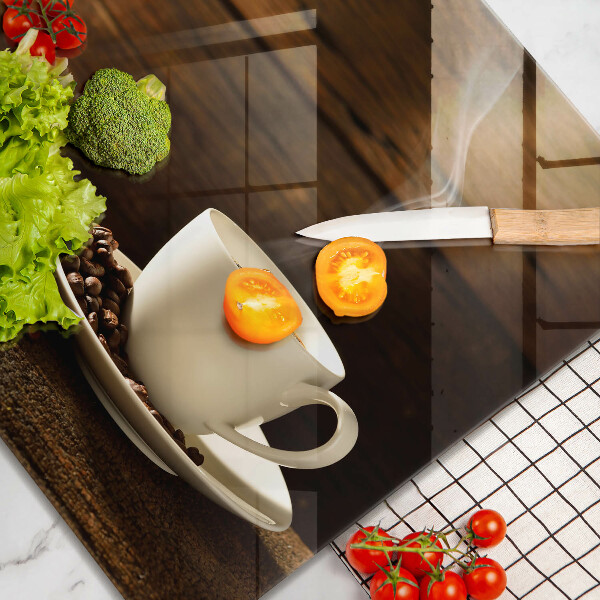 Herdplattenabdeckung Kaffeetasse aus Holz