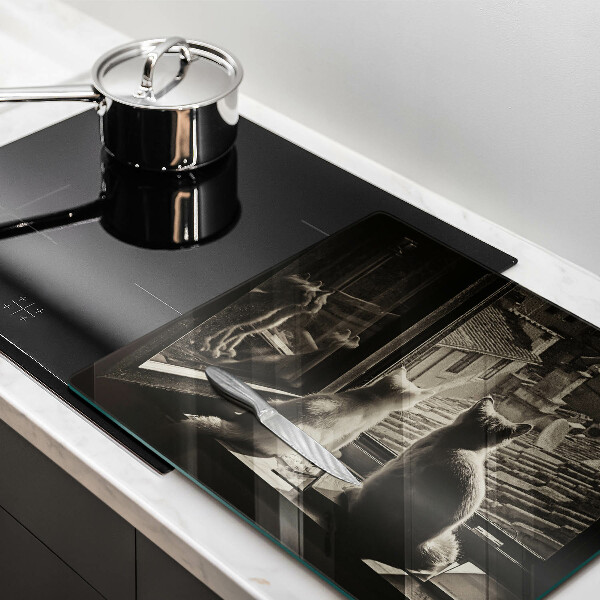 Herdplattenabdeckung Katzenstadt und Fenster