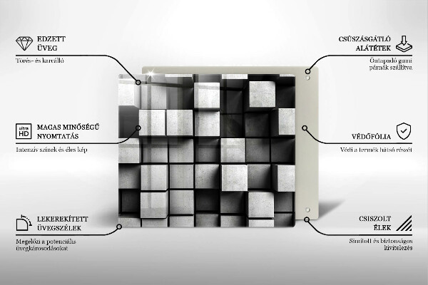 Herdplattenabdeckung Abstrakte 3D-Quadrate