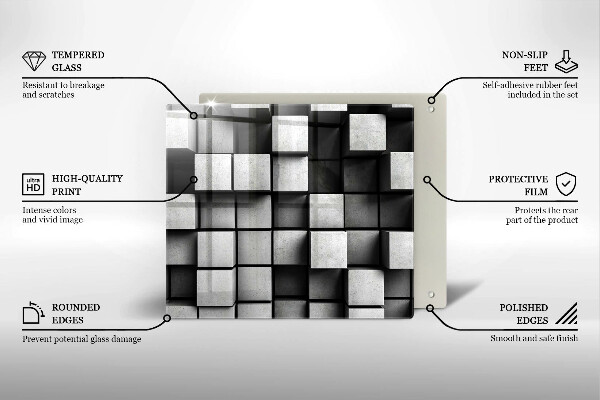 Herdplattenabdeckung Abstrakte 3D-Quadrate