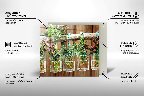 Herdplattenabdeckung Kräuterpflanzen Vintage