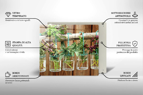 Herdplattenabdeckung Kräuterpflanzen Vintage