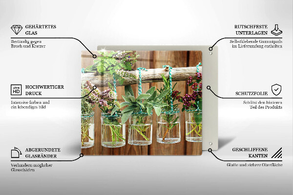 Herdplattenabdeckung Kräuterpflanzen Vintage