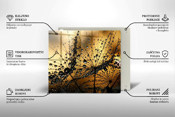 Herdplattenabdeckung Tau und Löwenzahn