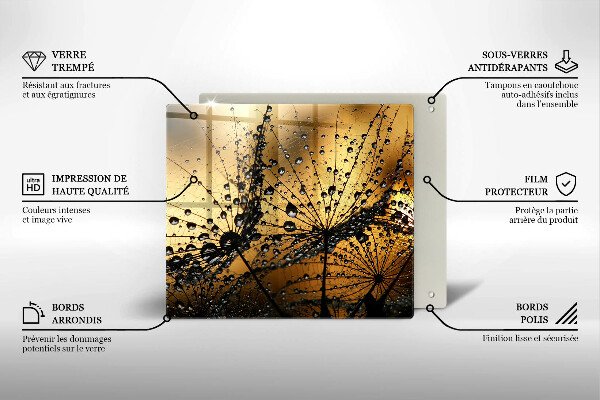 Herdplattenabdeckung Tau und Löwenzahn