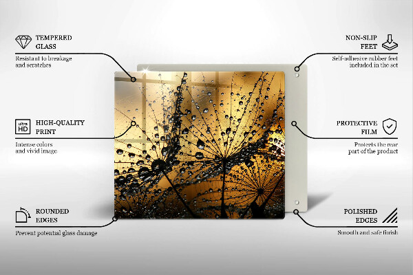 Herdplattenabdeckung Tau und Löwenzahn