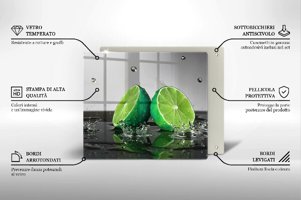 Herdplattenabdeckung Saftige Limetten und Wasser