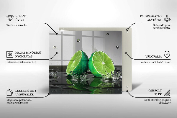 Herdplattenabdeckung Saftige Limetten und Wasser