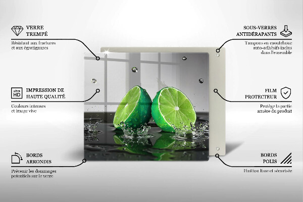 Herdplattenabdeckung Saftige Limetten und Wasser
