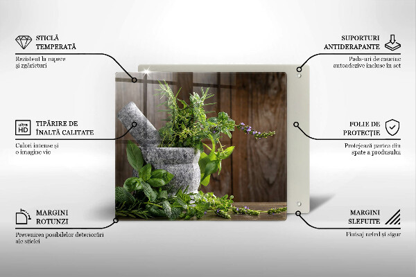 Herdplattenabdeckung Pflanzen Kräuter und Holz