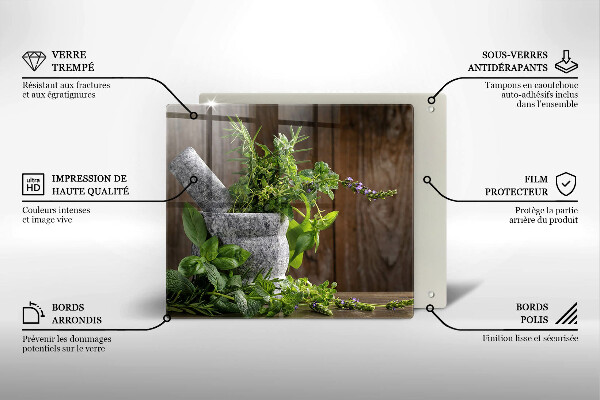 Herdplattenabdeckung Pflanzen Kräuter und Holz