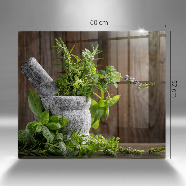 Herdplattenabdeckung Pflanzen Kräuter und Holz