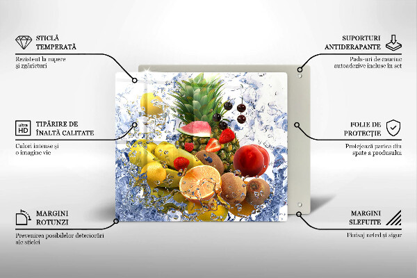 Herdplattenabdeckung Saftige Früchte und Wasser