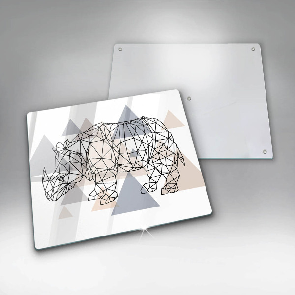 Herdplattenabdeckung Line-Art-Nashorn