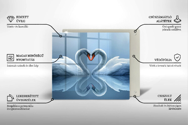 Herdplattenabdeckung Zwei Schwanenherzen