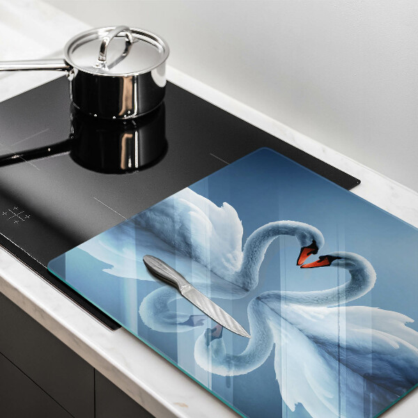 Herdplattenabdeckung Zwei Schwanenherzen