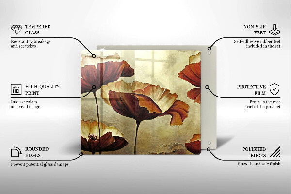 Herdplattenabdeckung Bemalte Boho-Blumen