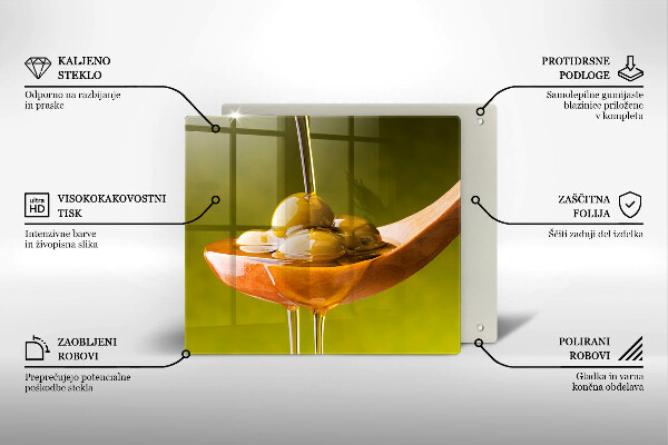 Herdplattenabdeckung Olivenöl und Oliven