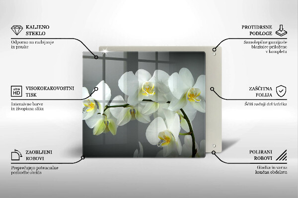 Herdplattenabdeckung Weiße Orchideenblüten