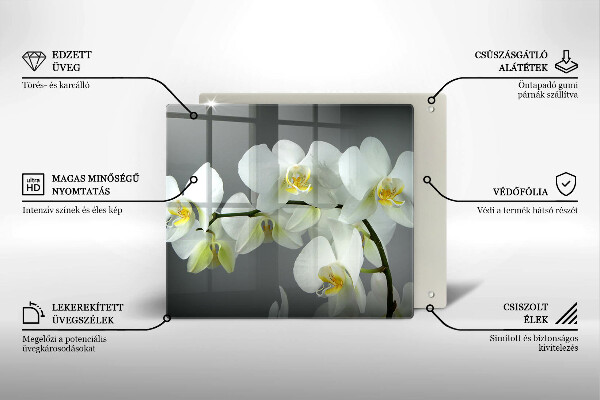 Herdplattenabdeckung Weiße Orchideenblüten