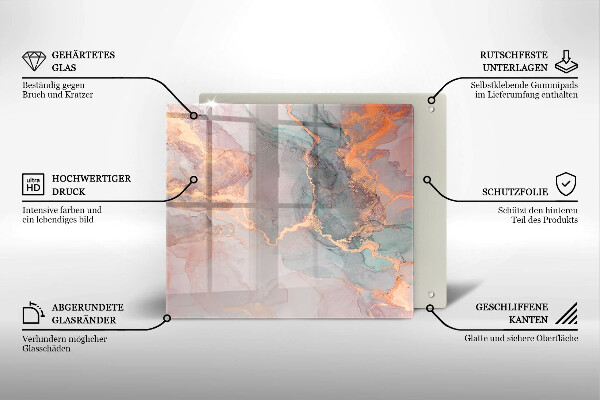 Ceranfeldabdeckung Marmor mit Gold