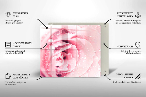Ceranfeldabdeckung Tautropfen und Rosenblüte