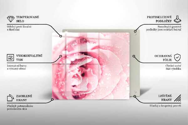 Ceranfeldabdeckung Tautropfen und Rosenblüte