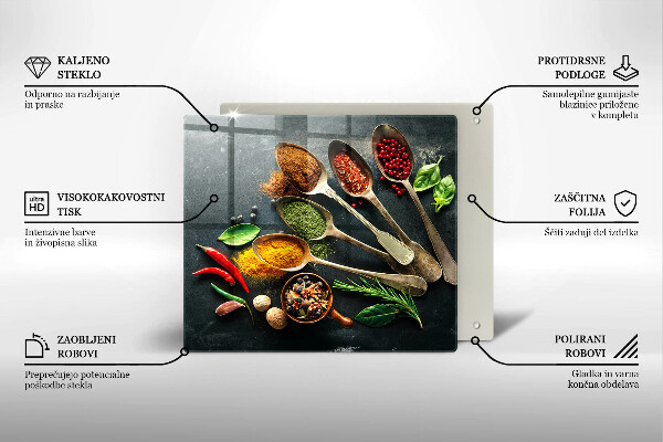 Ceranfeldabdeckung Küchenlöffel mit Gewürzen