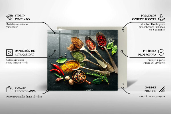 Ceranfeldabdeckung Küchenlöffel mit Gewürzen