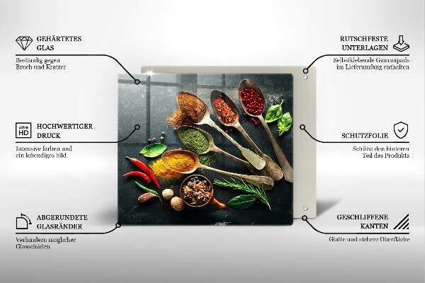Ceranfeldabdeckung Küchenlöffel mit Gewürzen