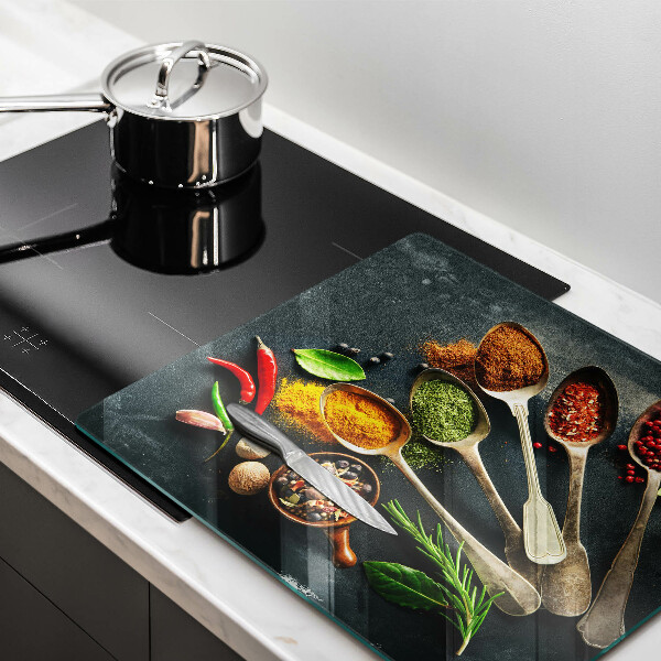 Ceranfeldabdeckung Küchenlöffel mit Gewürzen