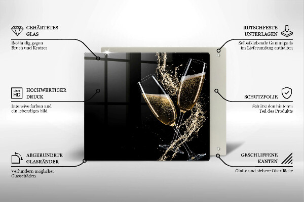 Ceranfeldabdeckung Gläser Champagner