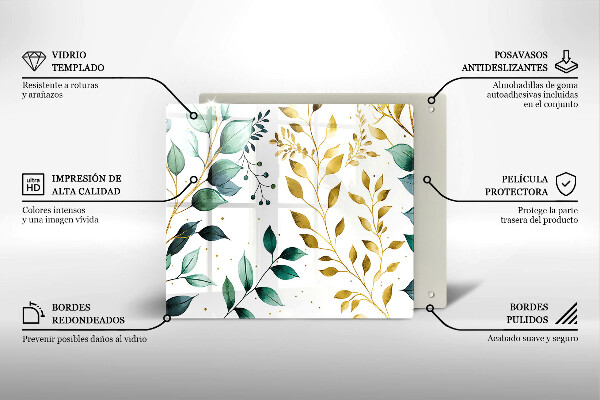 Ceranfeld schutz Grüne und goldene Blätter