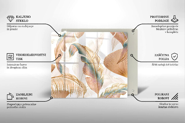 Ceranfeld schutz Boho-Federn und Blätter